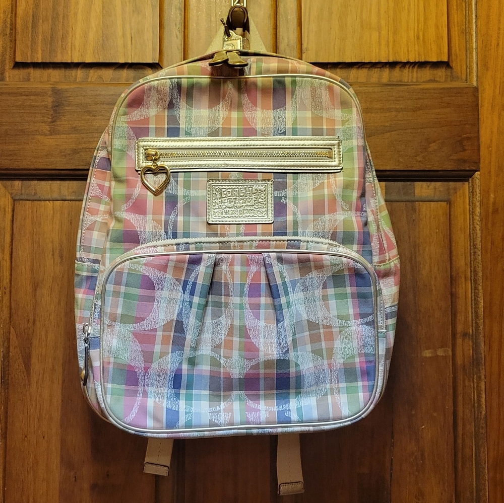 Coach Signature Multi-Color Poppy Madras Backpack F21886